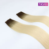 T#3/60 Straight Seamless Invisible Genius Weft 100% Human Remy Hair Hair Extensions Mix Color (50grams/pcs)x2 Total 100g