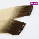T#3/60 Straight Seamless Invisible Genius Weft 100% Human Remy Hair Hair Extensions Mix Color (50grams/pcs)x2 Total 100g