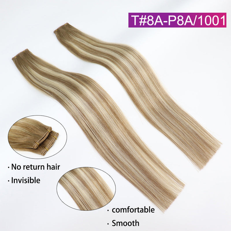 T#8A/P8A/1001 Straight Seamless Invisible Genius Weft 100% Human Remy Hair Hair Extensions Mix Color (50grams/pcs)x2 Total 100g