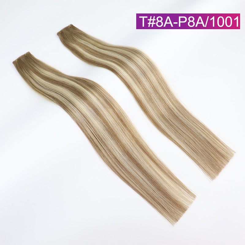 T#8A/P8A/1001 Straight Seamless Invisible Genius Weft 100% Human Remy Hair Hair Extensions Mix Color (50grams/pcs)x2 Total 100g