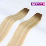 T#8P18/60 Straight Seamless Invisible Genius Weft 100% Human Remy Hair Hair Extensions Mix Color (50grams/pcs)x2 Total 100g