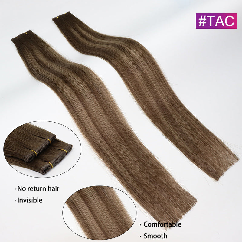 #TAC Straight Seamless Invisible Genius Weft 100% Human Remy Hair Hair Extensions Mix Color (50grams/pcs)x2 Total 100g