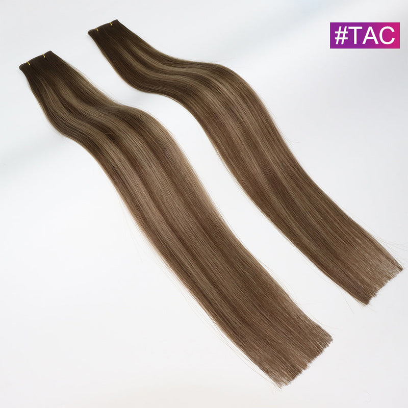 #TAC Straight Seamless Invisible Genius Weft 100% Human Remy Hair Hair Extensions Mix Color (50grams/pcs)x2 Total 100g