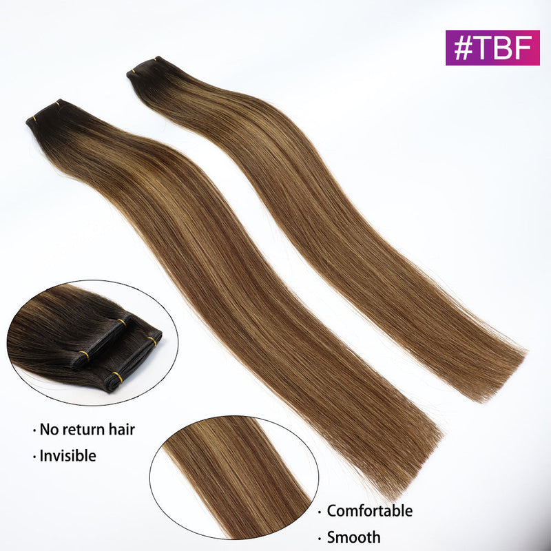 #TBF Straight Seamless Invisible Genius Weft 100% Human Remy Hair Hair Extensions Mix Color (50grams/pcs)x2 Total 100g