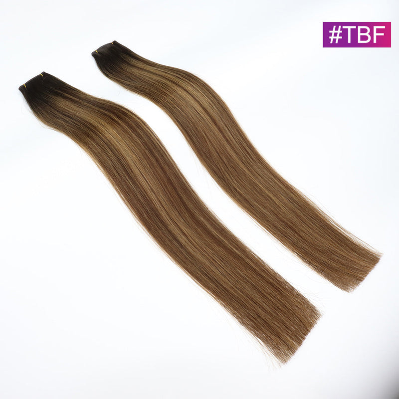 #TBF Straight Seamless Invisible Genius Weft 100% Human Remy Hair Hair Extensions Mix Color (50grams/pcs)x2 Total 100g