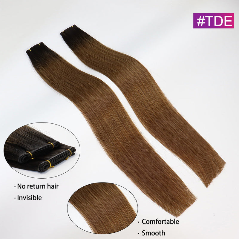 #TDE Straight Seamless Invisible Genius Weft 100% Human Remy Hair Hair Extensions Mix Color (50grams/pcs)x2 Total 100g