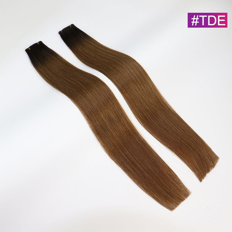 #TDE Straight Seamless Invisible Genius Weft 100% Human Remy Hair Hair Extensions Mix Color (50grams/pcs)x2 Total 100g