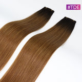 #TDE Straight Seamless Invisible Genius Weft 100% Human Remy Hair Hair Extensions Mix Color (50grams/pcs)x2 Total 100g