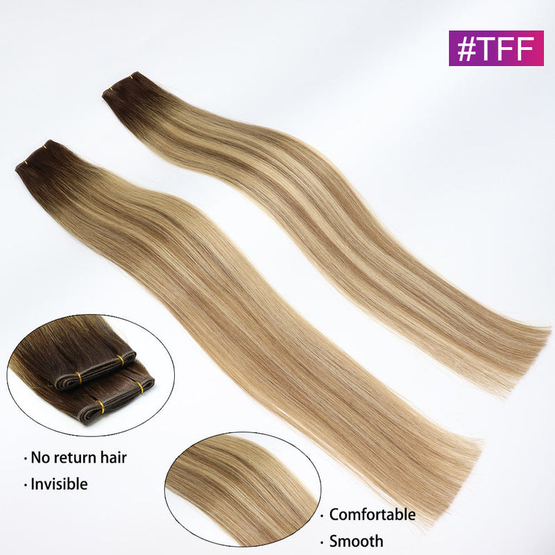 #TFF Straight Seamless Invisible Genius Weft 100% Human Remy Hair Hair Extensions Mix Color (50grams/pcs)x2 Total 100g