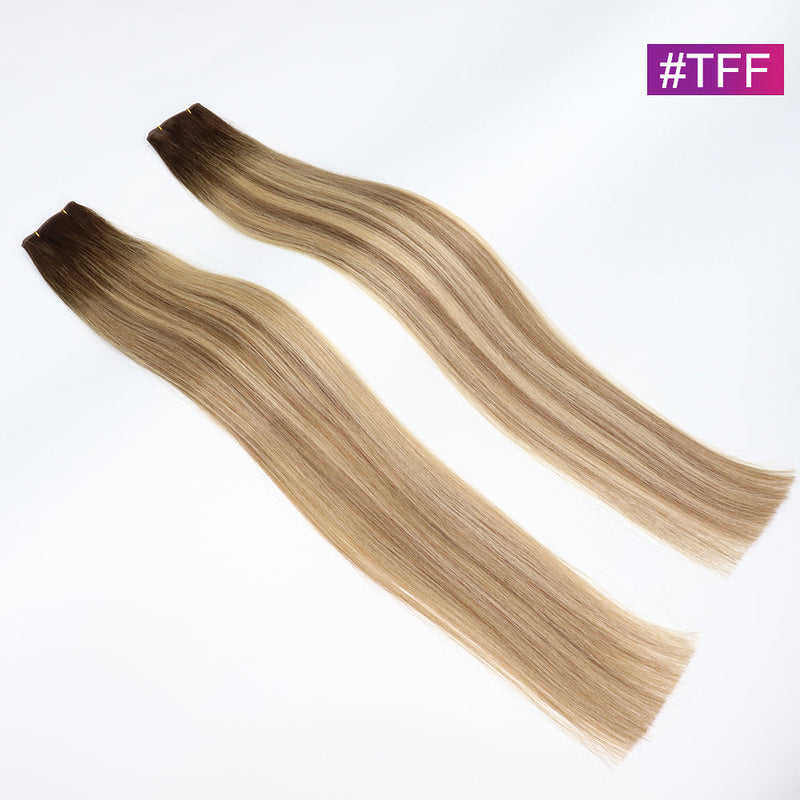 #TFF Straight Seamless Invisible Genius Weft 100% Human Remy Hair Hair Extensions Mix Color (50grams/pcs)x2 Total 100g