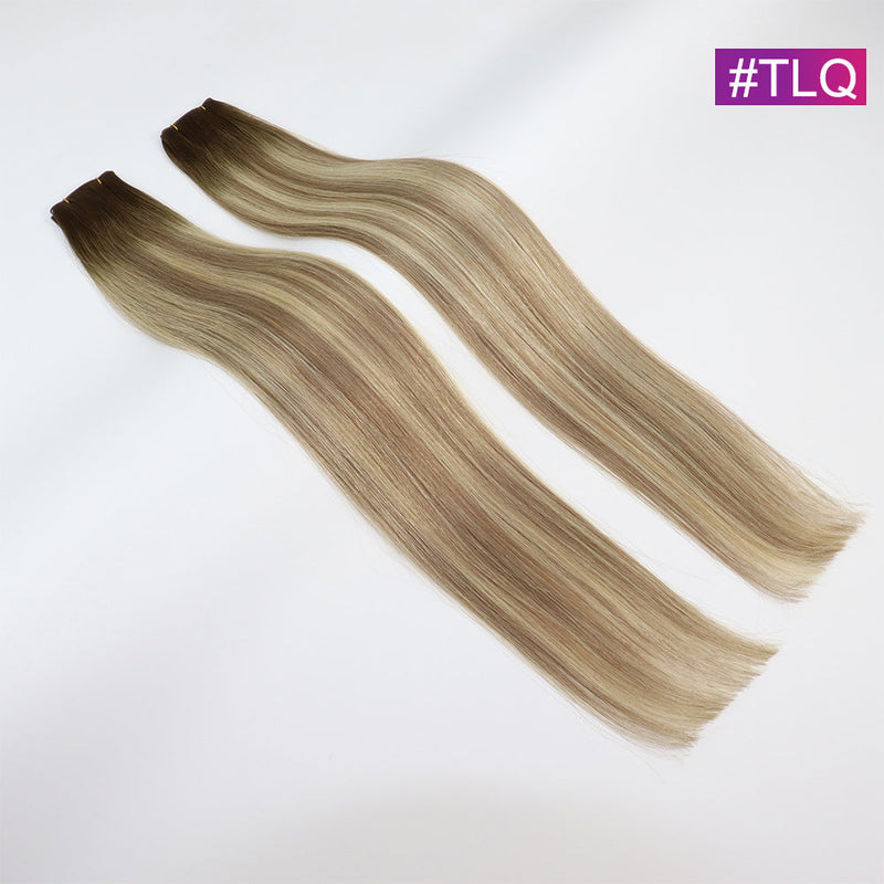 #TLQ Straight Seamless Invisible Genius Weft 100% Human Remy Hair Hair Extensions Mix Color (50grams/pcs)x2 Total 100g