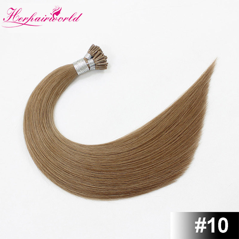 #10 Stick Hair I Tip Remy Hair Extension Straight Light Color (100pcs - 100g£©
