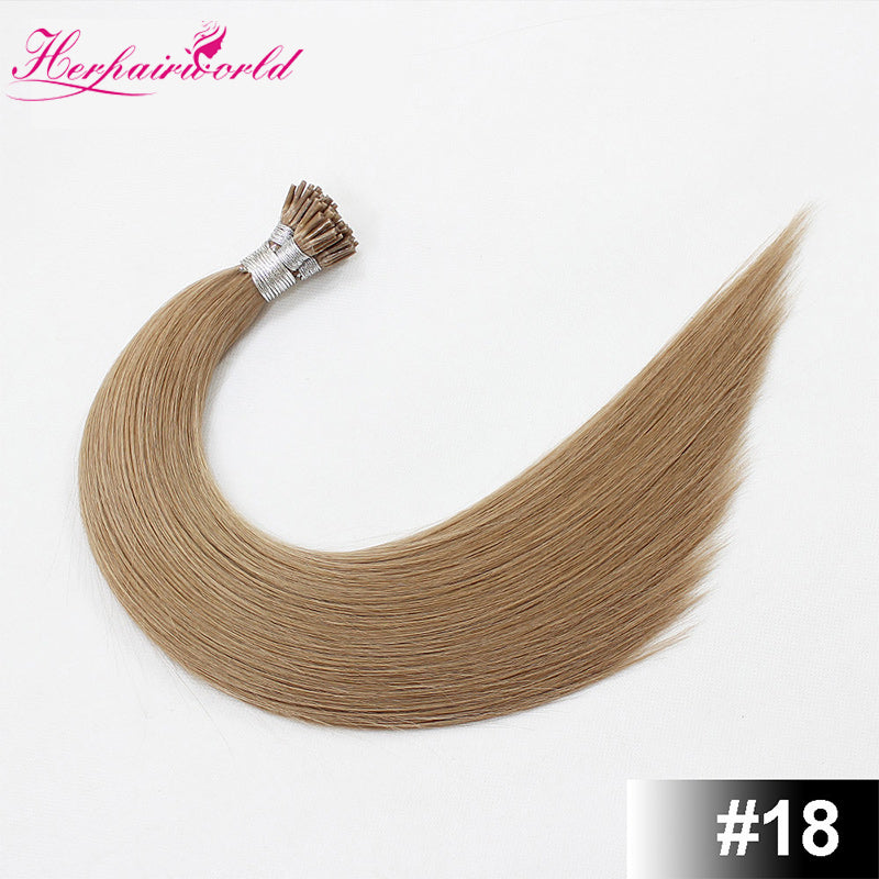 #18 Ash Blonde Stick Hair I Tip Remy Hair Extension Straight Light Color (100pcs - 100g£©