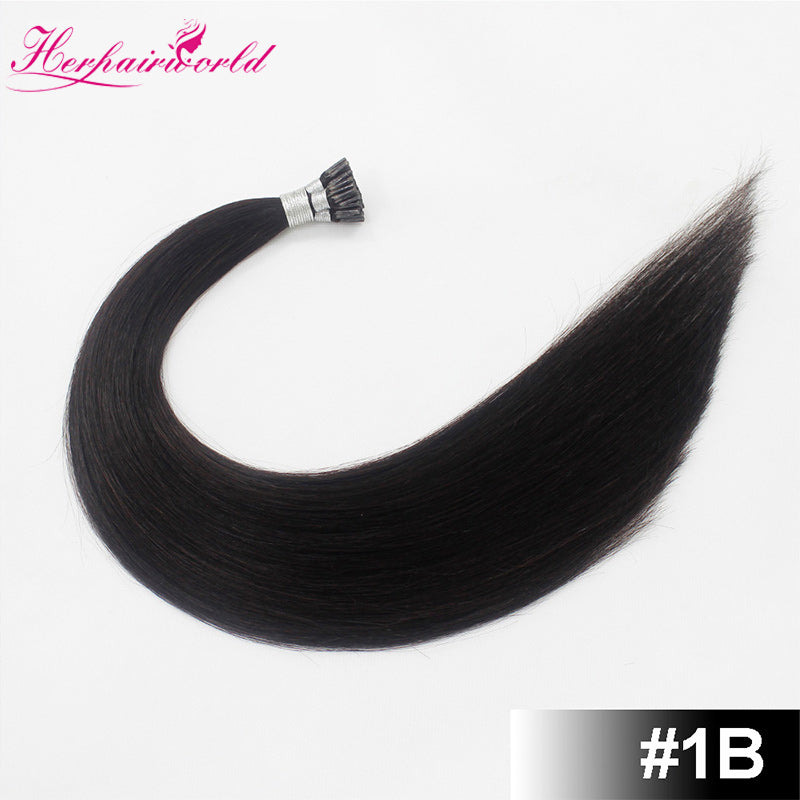 #1B Natural Black Stick Hair I Tip Remy Hair Extension Straight Dark Color (100pcs - 100g£©