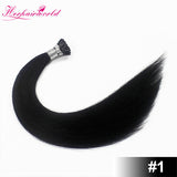 #1 Jet Black Stick Hair I Tip Remy Hair Extension Straight Dark Color (100pcs - 100g£©