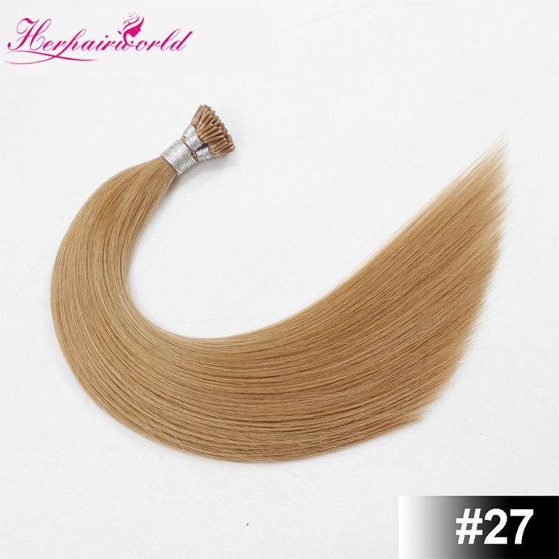 #27 Strawberry Blonde Stick Hair I Tip Remy Hair Extension Straight Light Color (100pcs - 100g£©