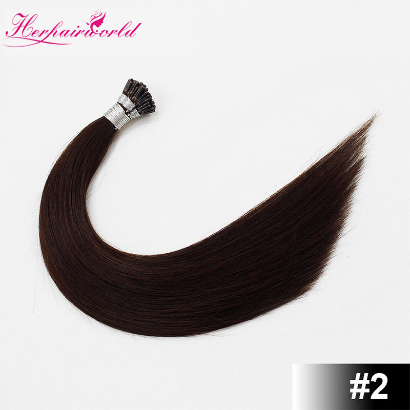 #2 Darkest Brown Stick Hair I Tip Remy Hair Extension Straight Dark Color (100pcs - 100g£©