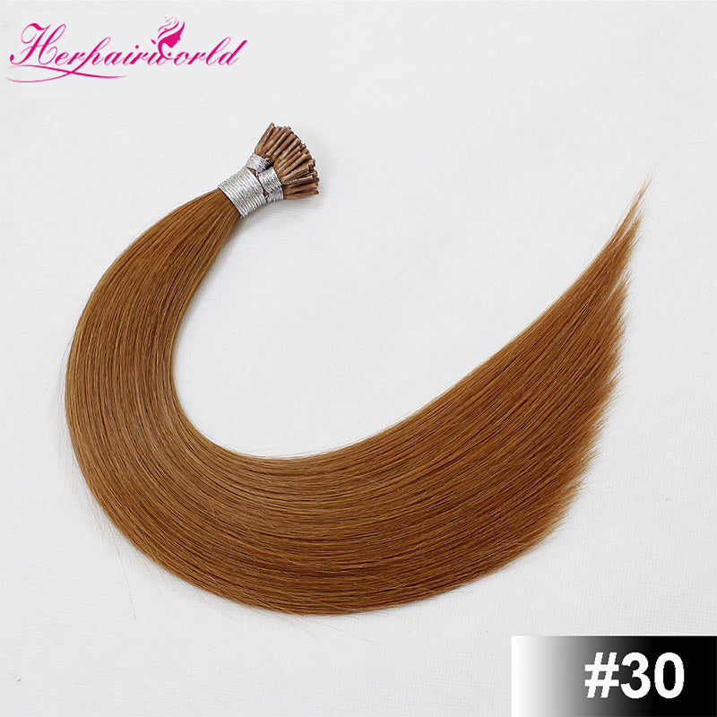 #30 Light Auburn Stick Hair I Tip Remy Hair Extension Straight Light Color (100pcs - 100g£©