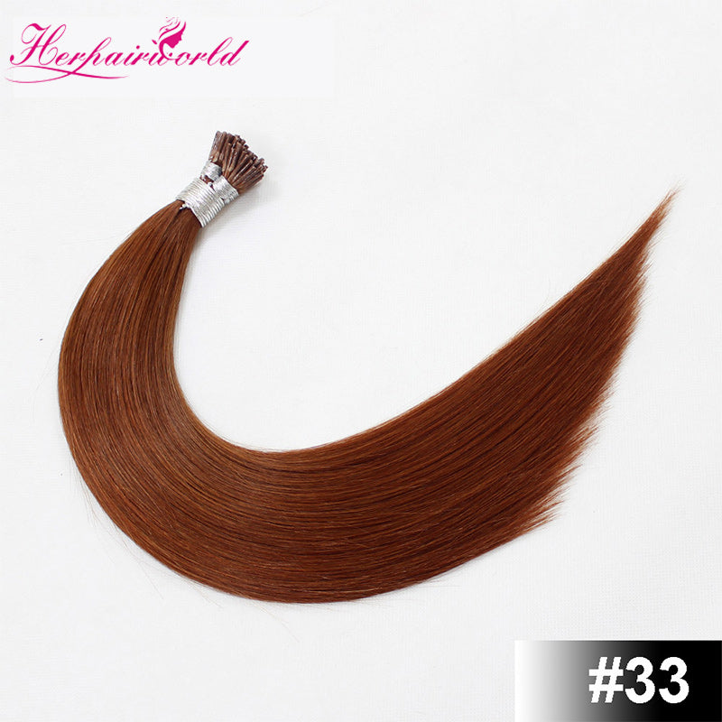 #33 Dark AuburnStick Hair I Tip Remy Hair Extension Straight Light Color (100pcs - 100g£©