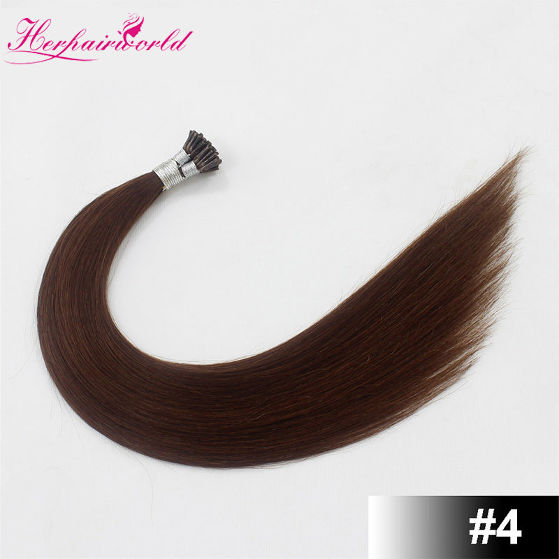 #4 Chocolate Brown Stick Hair I Tip Remy Hair Extension Straight Dark Color (100pcs - 100g£©