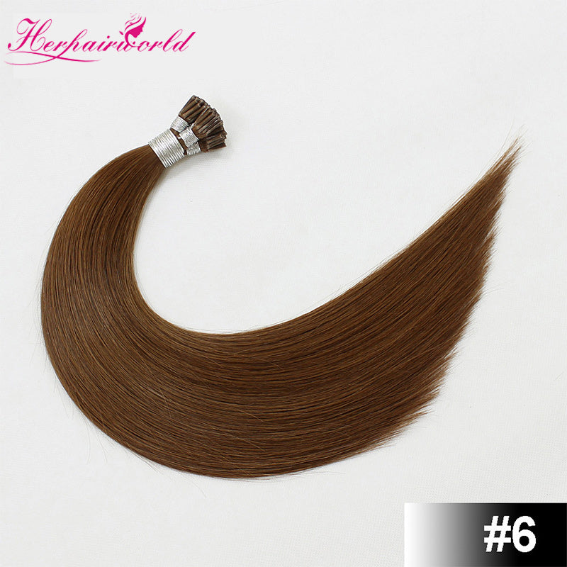 #6 Chestnut Brown Stick Hair I Tip Remy Hair Extension Straight Dark Color (100pcs - 100g£©