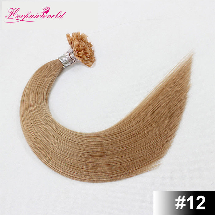 #12 Golden Brown Stick Hair U TIP Remy Hair Extension Straight Light Color (100pcs - 100g£©