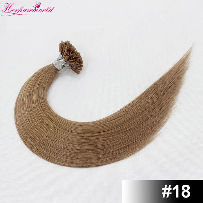 #18 Ash Blonde Stick Hair U TIP Remy Hair Extension Straight Light Color (100pcs - 100g£©