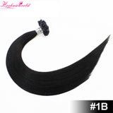 #1B Natural Black Stick Hair U TIP Remy Hair Extension Straight Dark Color (100pcs - 100g£©