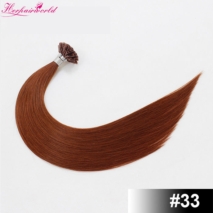 #33 Dark AuburnStick Hair U TIP Remy Hair Extension Straight Light Color (100pcs - 100g£©