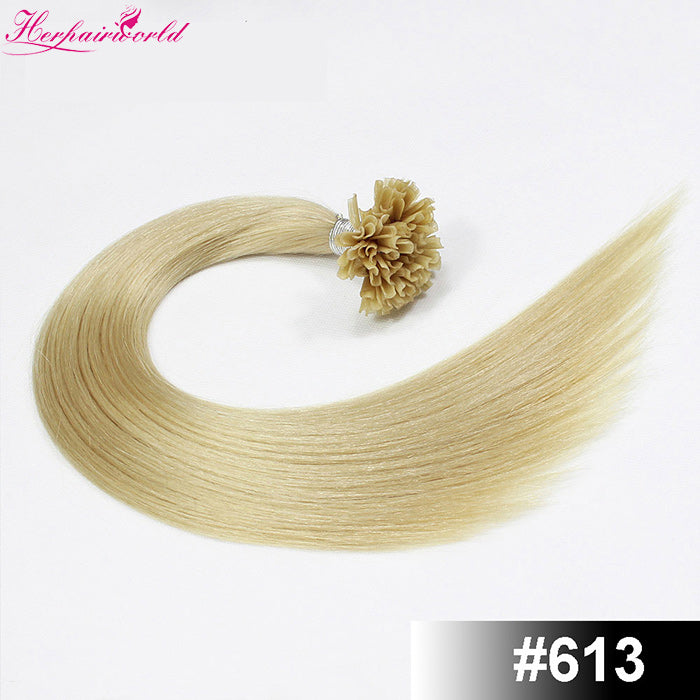 #613 Bleach Blonde Stick Hair U TIP Remy Hair Extension Straight Light Color (100pcs - 100g£©