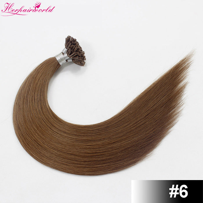 #6 Chestnut Brown Stick Hair U TIP Remy Hair Extension Straight Dark Color (100pcs - 100g£©