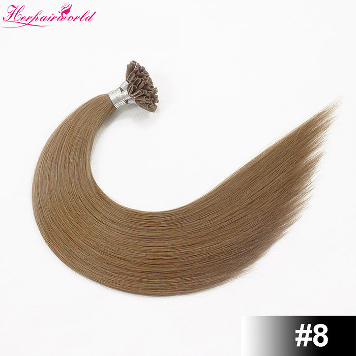 #8 Light Brown Stick Hair U TIP Remy Hair Extension Straight Dark Color (100pcs - 100g£©