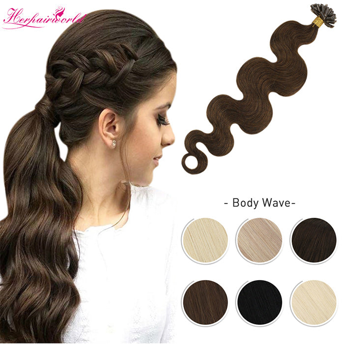 Dark Color & Mix Color & Light Color Stick Hair U TIP Remy Hair Extension Body Wave (100pcs - 100g)