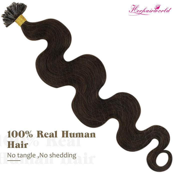 #1B Natural Black Stick Hair U TIP Remy Hair Extension Body Wave Dark Color (100pcs - 100g£©