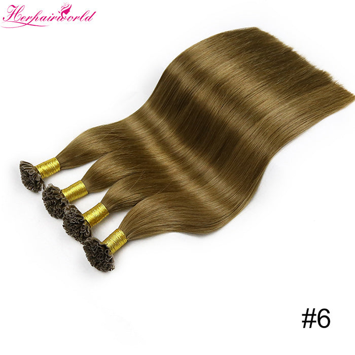 #6 Chestnut Brown Stick Hair U TIP Remy Hair Extension Straight Dark Color (100pcs - 100g£©