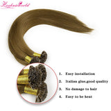 #6 Chestnut Brown Stick Hair U TIP Remy Hair Extension Straight Dark Color (100pcs - 100g£©