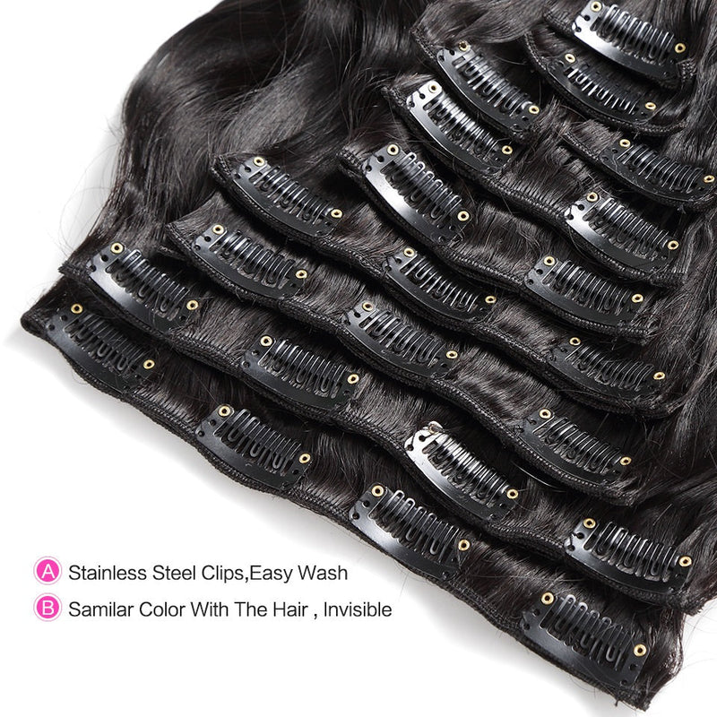 Straight Light Color & Dark Color & Mix Color Clip In Hair Extension  (120g£©