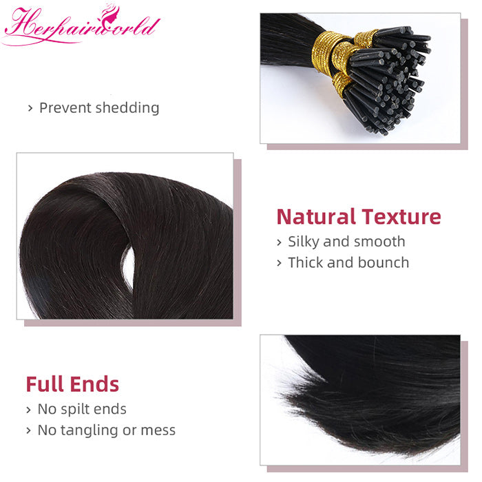 #2 Darkest Brown Stick Hair I Tip Remy Hair Extension Straight Dark Color (100pcs - 100g£©