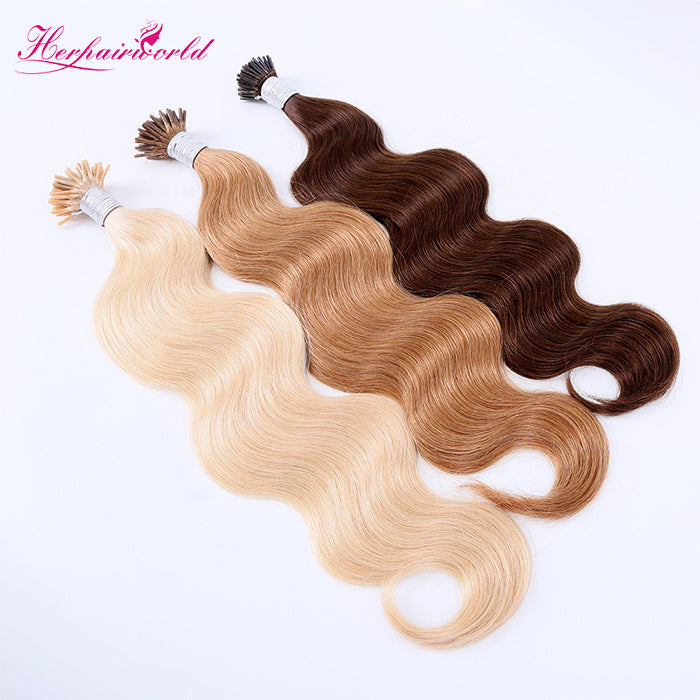 Light Color & Dark Color & Mix Color Stick Hair I Tip Remy Hair Extension Body Wave (100pcs - 100g£©