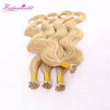 #613 Bleach Blonde Stick Hair I Tip Remy Hair Extension Body Wave Light Color (100pcs - 100g£©