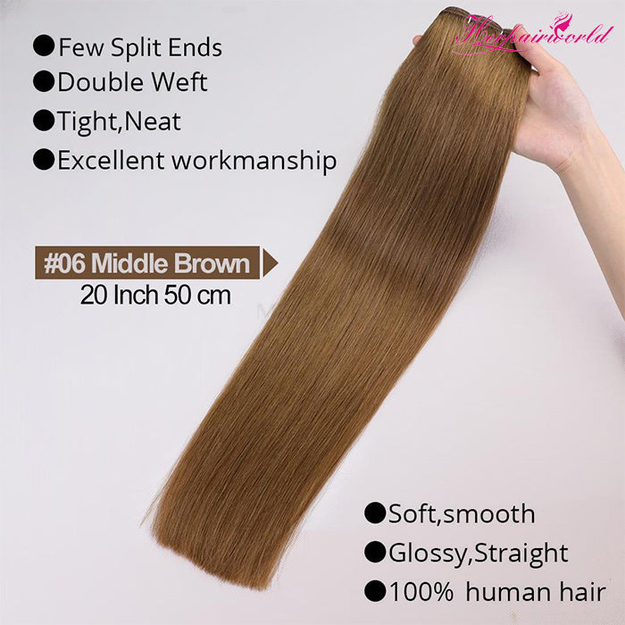 #6 Chestnut Brown 100% Human Remy Hair Weft Straight (100Gram/Pcs)