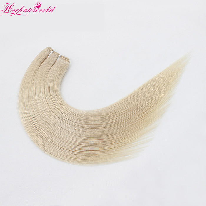#60 White Blonde 100% Human Remy Hair Weft Straight (100Gram/Pcs)