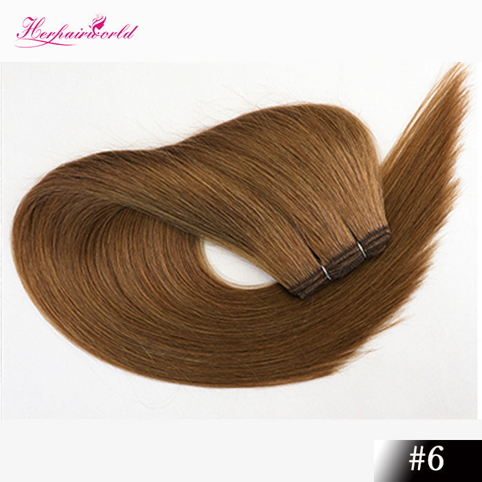 #6 Chestnut Brown 100% Human Remy Hair Weft Straight Dark Color (100Gram/Pcs)