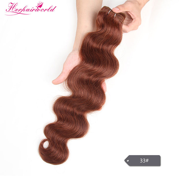 #33 Dark Auburn 100% Human Remy Hair Weft Body Wave Light Color (100Gram/Pcs)