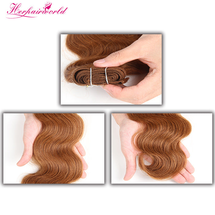 #30 Light auburn 100% Human Remy Hair Weft Body Wave Dark Color (100Gram/Pcs)